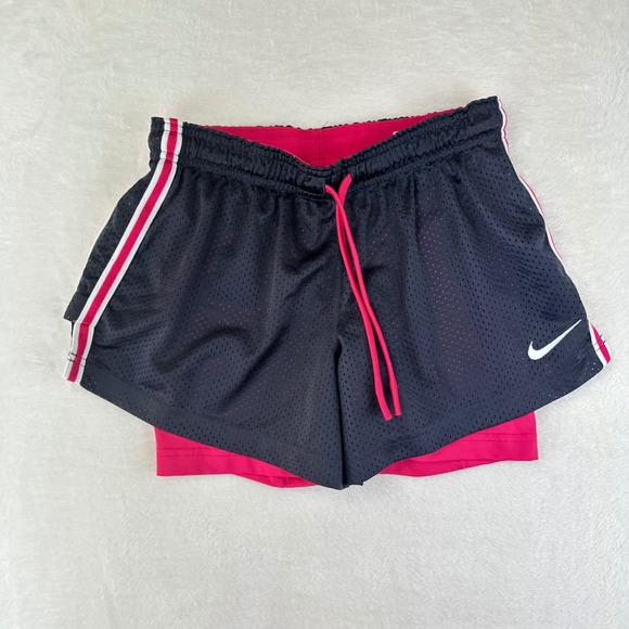 Nike Pants - Nike 2-in-1 Shorts Womens Pro Combat Regular S Black Pink Athletic Mesh